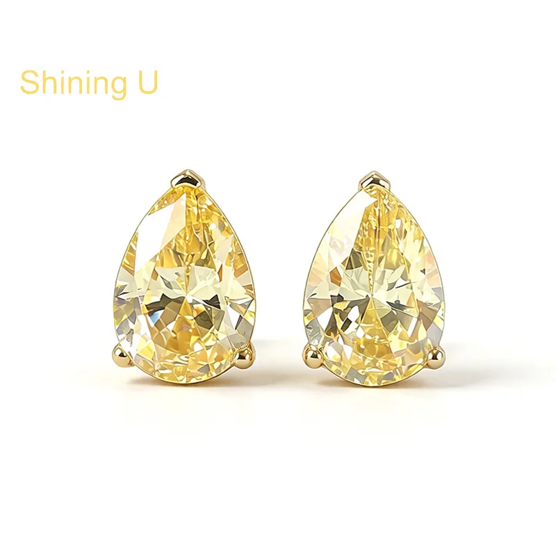Shining U 925 Sterling Silver 7*10mm Pear Yellow Gems Stud Earrings for Women Fine Jewelry Gift
Shining U 925 Sterling Silver 7*10mm Pear Yellow Gems Stud Earrings for Women Fine Jewelry Gift