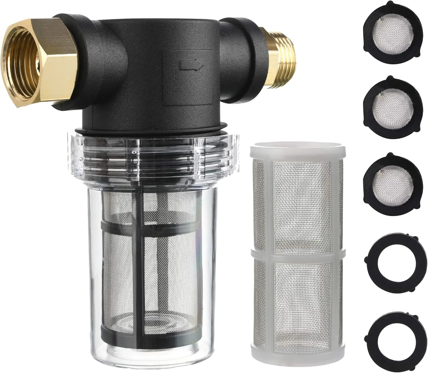 Garden Hose Inline Filter for Pressure Washer Inlet, 40 Mesh Screen with Extra 100 Mesh, Sediment Filter for Standard Hose and
Garden Hose Inline Filter for Pressure Washer Inlet, 40 Mesh Screen with Extra 100 Mesh, Sediment Filter for Standard Hose and