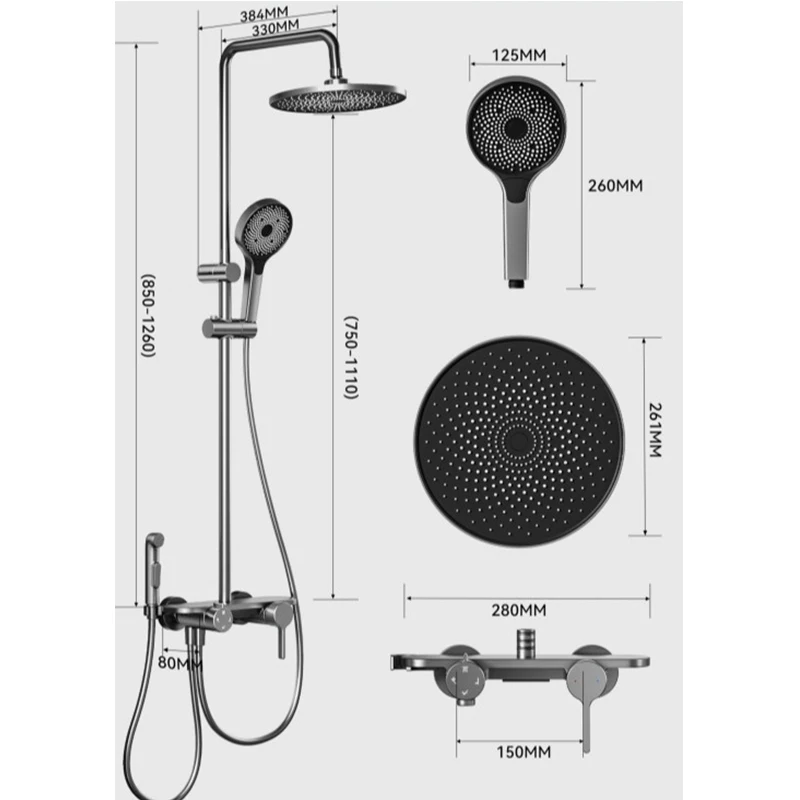Grey Aluminum Shower Mixer Crane with Hand Shower Set Wall Mounted Bathroom Shower Faucet Set 4-way Rainlfall Showers System Set
Grey Aluminum Shower Mixer Crane with Hand Shower Set Wall Mounted Bathroom Shower Faucet Set 4-way Rainlfall Showers System Set