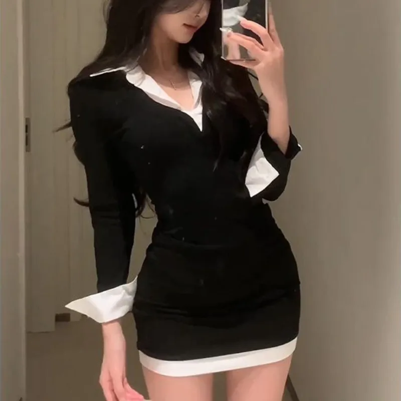 Women's Polo Neck Wrap Skirt Patchwork Slimming Waistcoat Coat Inner Wear Chic Korean Sle Spring Autumn New Faux Two-Piece Dress
Women's Polo Neck Wrap Skirt Patchwork Slimming Waistcoat Coat Inner Wear Chic Korean Sle Spring Autumn New Faux Two-Piece Dress