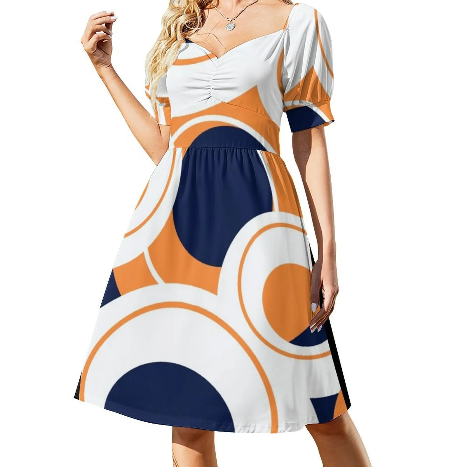 Navy, orange and white abstract circle design Short Sleeved Dress ladies dresses for special occasion Long veiled dresses Dress
Navy, orange and white abstract circle design Short Sleeved Dress ladies dresses for special occasion Long veiled dresses Dress