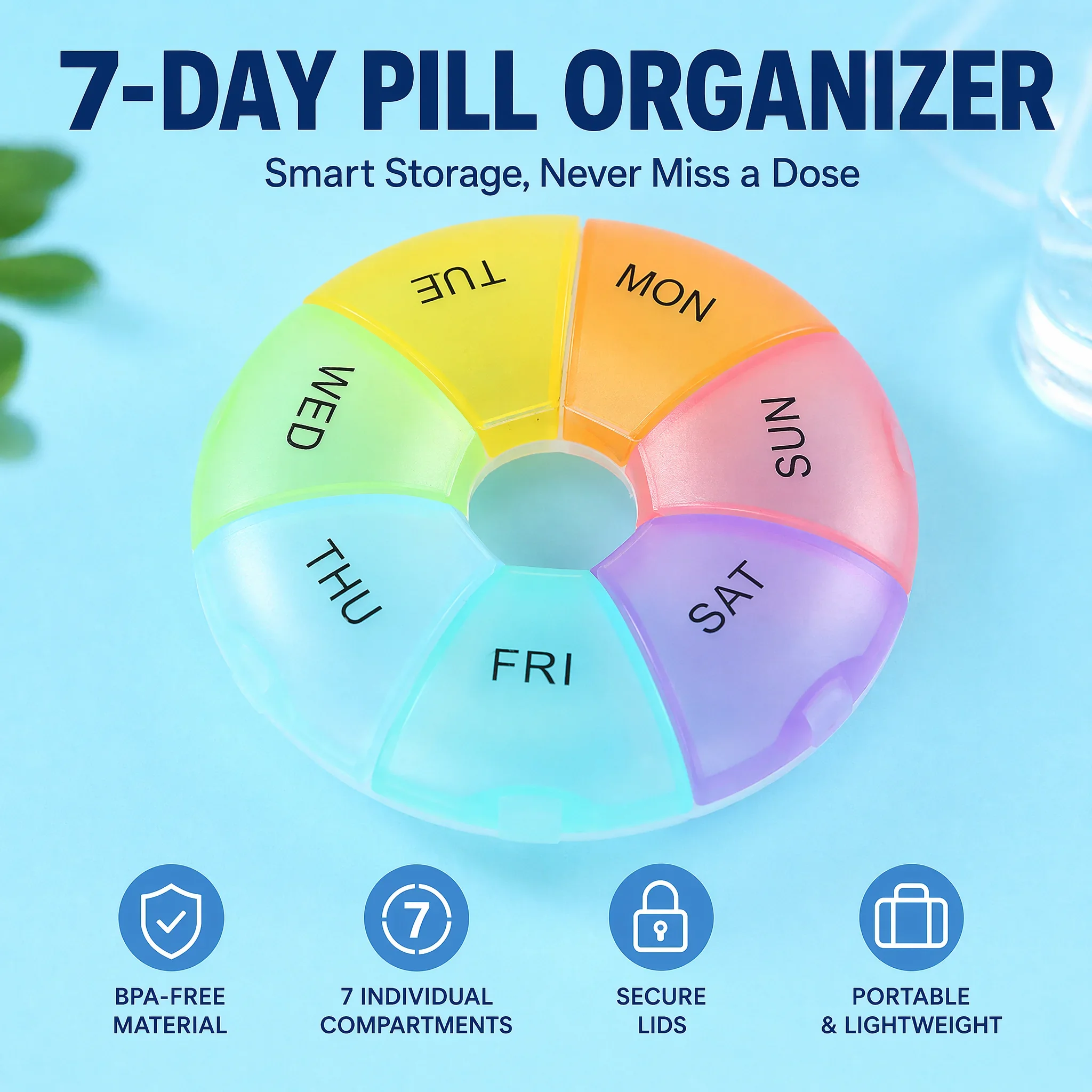 7 Days Round Pill Case Mini Pocket Size Portable Weekly Medicine Box Travel Outdoor Vitamin Tablet Storage Organizer
7 Days Round Pill Case Mini Pocket Size Portable Weekly Medicine Box Travel Outdoor Vitamin Tablet Storage Organizer