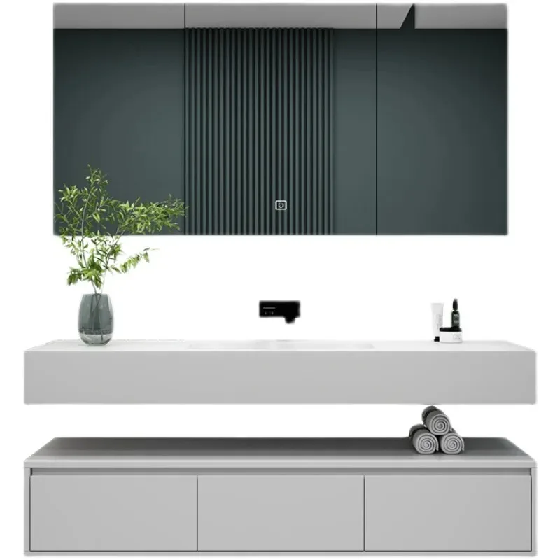 Double-layer wall-mounted simple rock slab hot bending seamless basin hotel wind solid wood bathroom cabinet combination
Double-layer wall-mounted simple rock slab hot bending seamless basin hotel wind solid wood bathroom cabinet combination