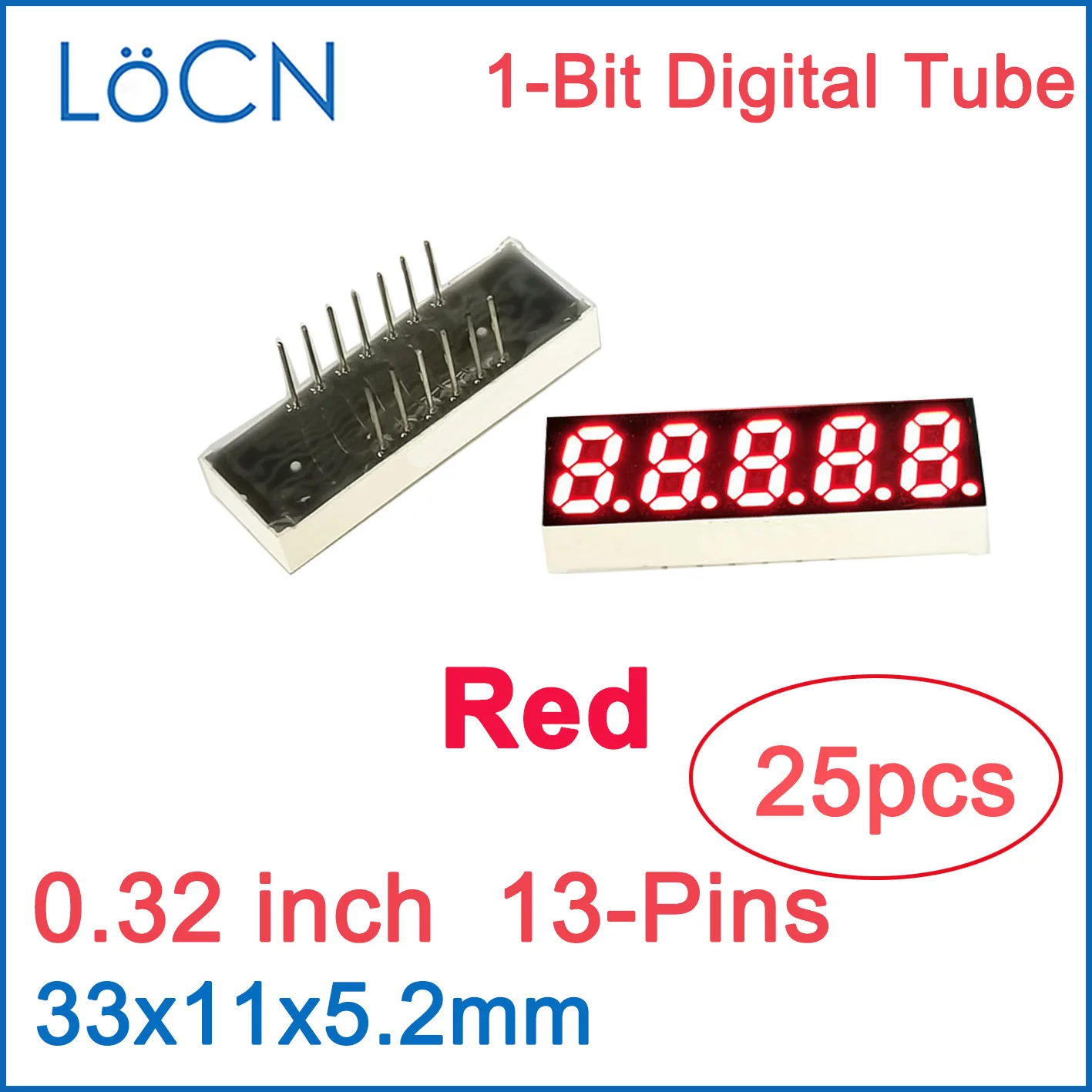 0.32 inch LED Display Digital tube 5 bit RED High Bright WHITE Common Cathode Anode Clock Display 50PCS LoCN Professional
0.32 inch LED Display Digital tube 5 bit RED High Bright WHITE Common Cathode Anode Clock Display 50PCS LoCN Professional