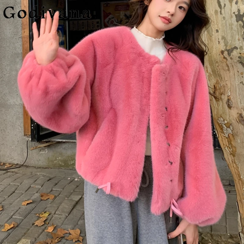 Women's Winter New Fashion Pink Loose Round Neck Velvet Leisure Coat Korean Versatile Sweet Thickened Versatile Warm Cute Coats
Women's Winter New Fashion Pink Loose Round Neck Velvet Leisure Coat Korean Versatile Sweet Thickened Versatile Warm Cute Coats