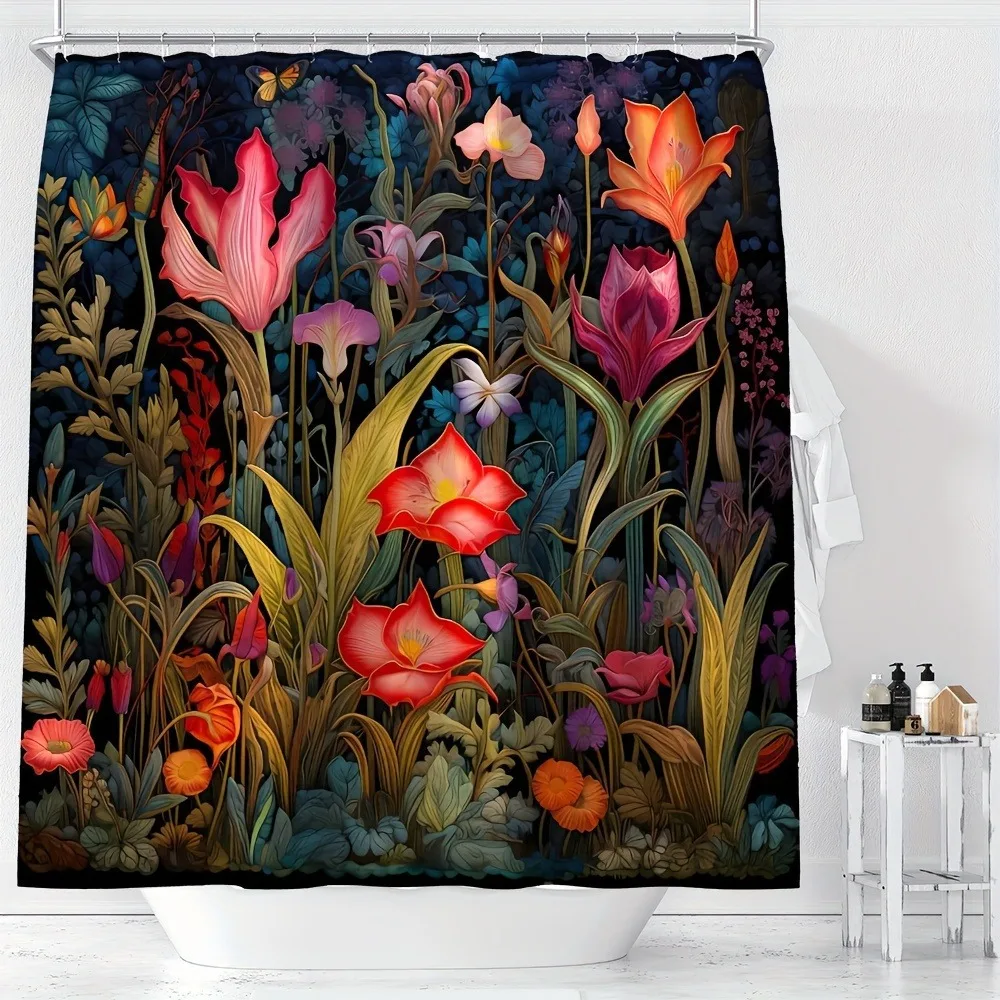 Ярко цветная занавеска для душа с цветочным лесом, моющаяся грязеотталкивающая насадка для душа, водонепроницаемая полиэстеровая занавеска для ванны 
Ярко цветная занавеска для душа с цветочным лесом, моющаяся грязеотталкивающая насадка для душа, водонепроницаемая полиэстеровая занавеска для ванны