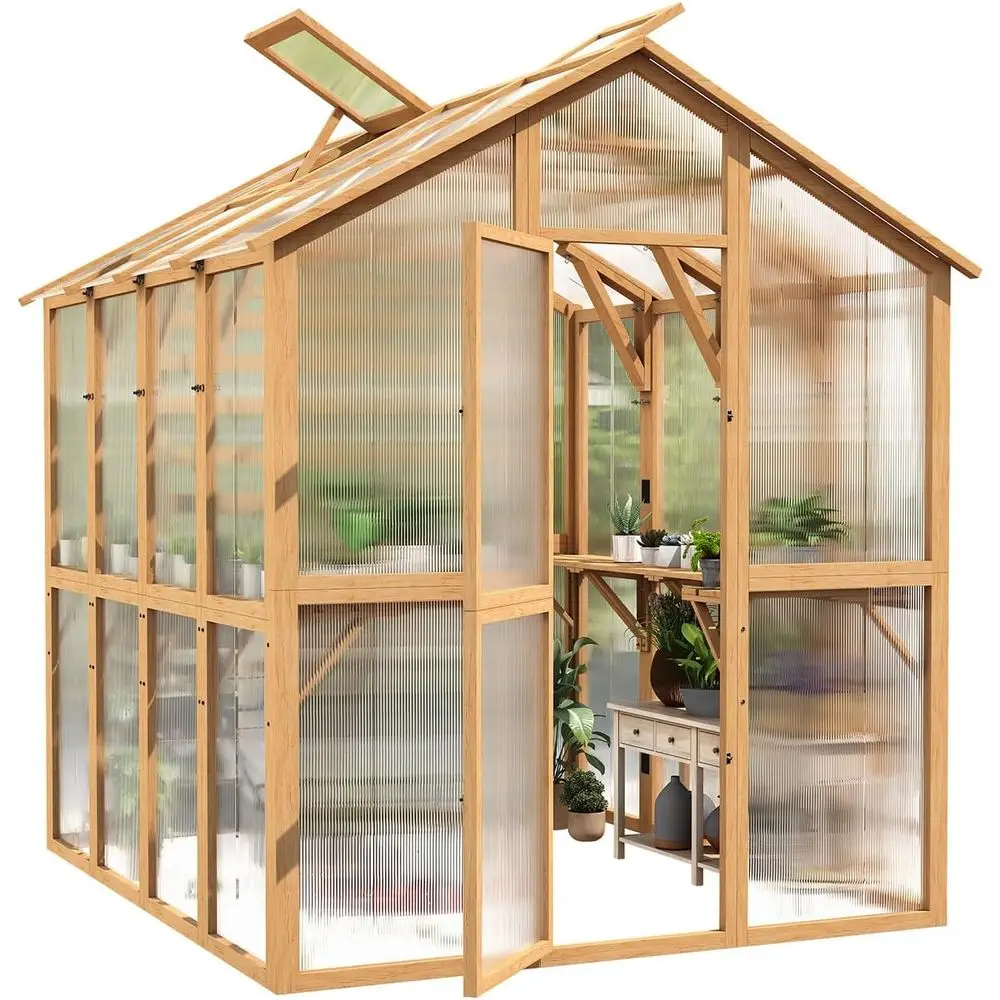 Деревянный тепличный комплект 6x7 с регулируемым крышевым вентиляционным отверстием и усиленными панелями из поликарбоната для улицы, патио или заднего двора
Деревянный тепличный комплект 6x7 с регулируемым крышевым вентиляционным отверстием и усиленными панелями из поликарбоната для улицы, патио или заднего двора