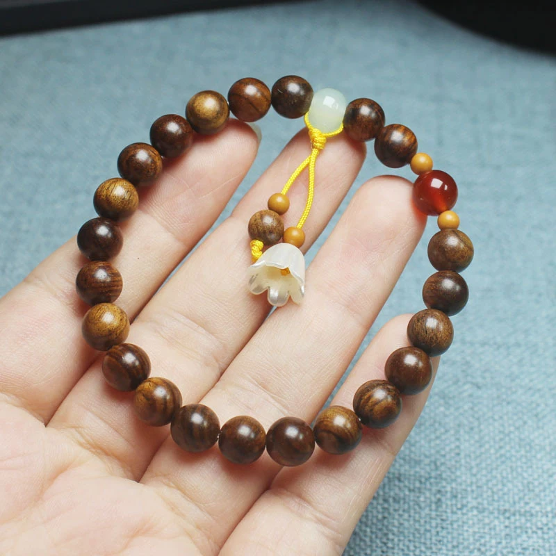 Black rosewood 8mm bracelet with lily of the valley pendant, women's DIY forest-style prayer beads
Black rosewood 8mm bracelet with lily of the valley pendant, women's DIY forest-style prayer beads