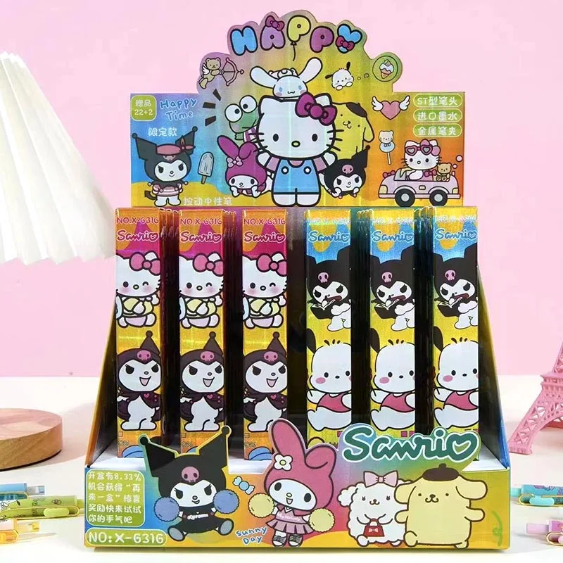 24pcs/lot Sanrio Kuromi Cinnamoroll Gel Pen Melody Pochacco 0.5mm Black ink Neutral Pens Promotional Gift Office School Supplies
24pcs/lot Sanrio Kuromi Cinnamoroll Gel Pen Melody Pochacco 0.5mm Black ink Neutral Pens Promotional Gift Office School Supplies