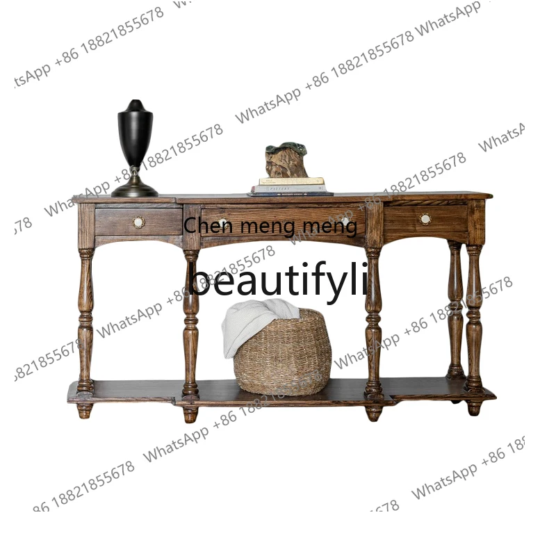 French retro entrance table log wind corridor very narrow entrance hall side table American solid wood entrance table H
French retro entrance table log wind corridor very narrow entrance hall side table American solid wood entrance table H