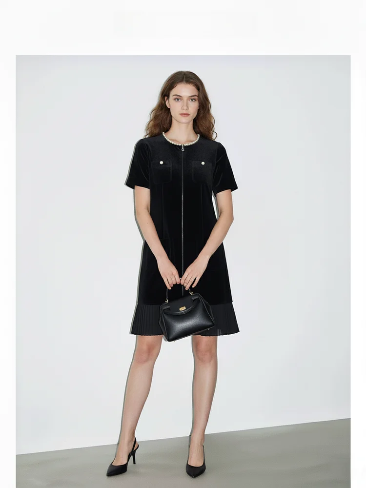 Hebe Sle Velvet Dr with Pearl round Ne Zipper Skirt Bordered Dr Autumn High Waist Polyester Blend ort Sve
Hebe Sle Velvet Dr with Pearl round Ne Zipper Skirt Bordered Dr Autumn High Waist Polyester Blend ort Sve