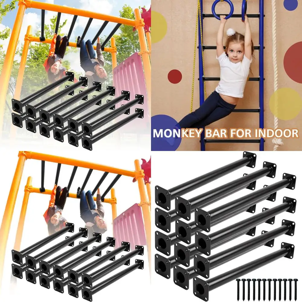 12-Piece Outdoor/Indoor Monkey Bars Set with Black Metal Ladder, Climbing Swings, and Mounting Accessories
12-Piece Outdoor/Indoor Monkey Bars Set with Black Metal Ladder, Climbing Swings, and Mounting Accessories
