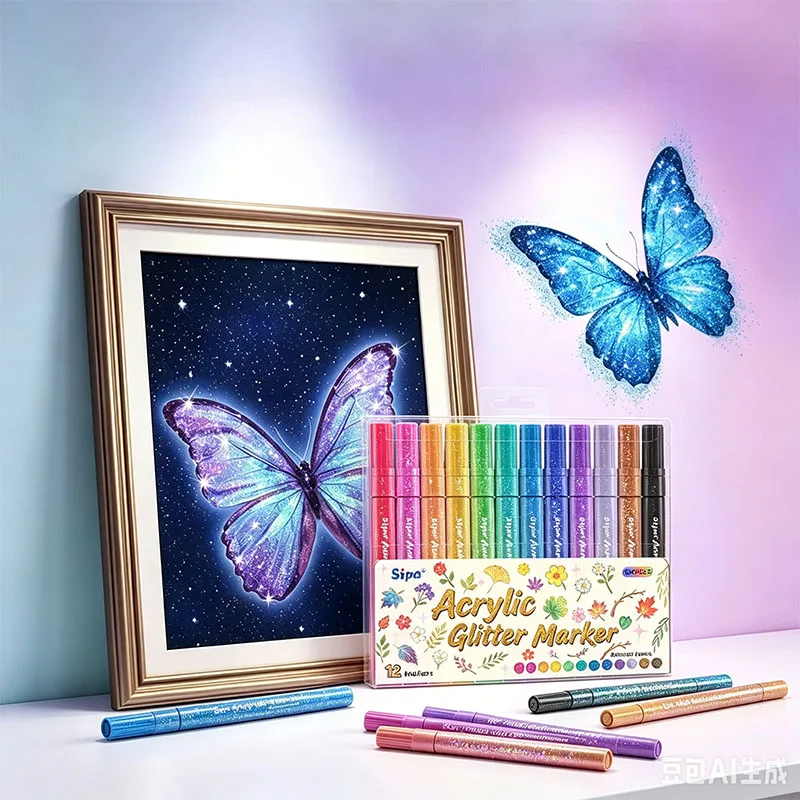 12 Colors Glitter Acrylic Marker Pen Waterproof No Bleed Water Based DIY Model Coloring Drawing Art Craft Marker
12 Colors Glitter Acrylic Marker Pen Waterproof No Bleed Water Based DIY Model Coloring Drawing Art Craft Marker