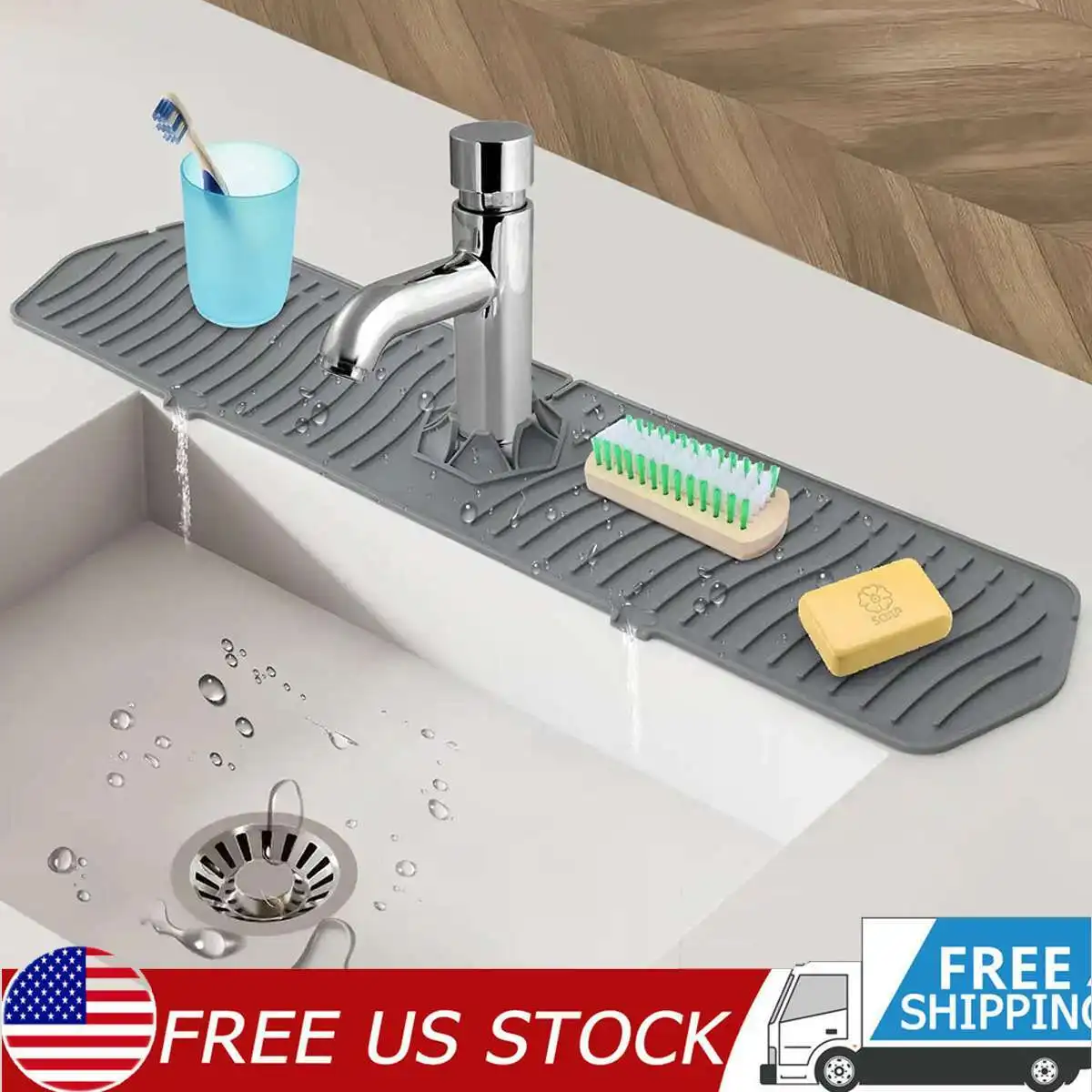 Silicone Faucet Drain Mat Drip Catcher Tray Kitchen Sink Splash Guard Slip Pad
Silicone Faucet Drain Mat Drip Catcher Tray Kitchen Sink Splash Guard Slip Pad
