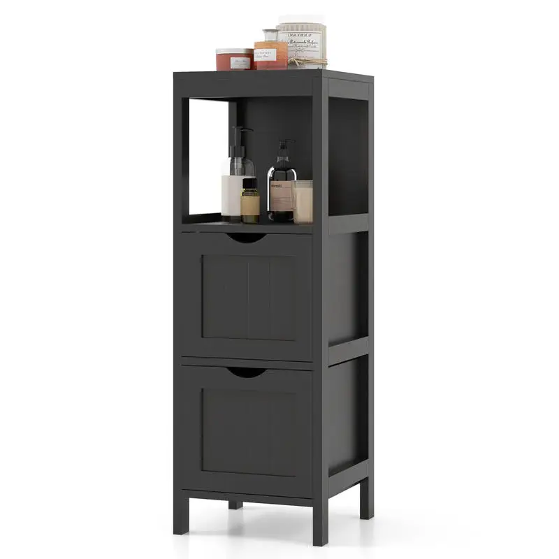 Freestanding Storage Cabinet with 2 Removable Drawers for Bathroom-Black
Freestanding Storage Cabinet with 2 Removable Drawers for Bathroom-Black