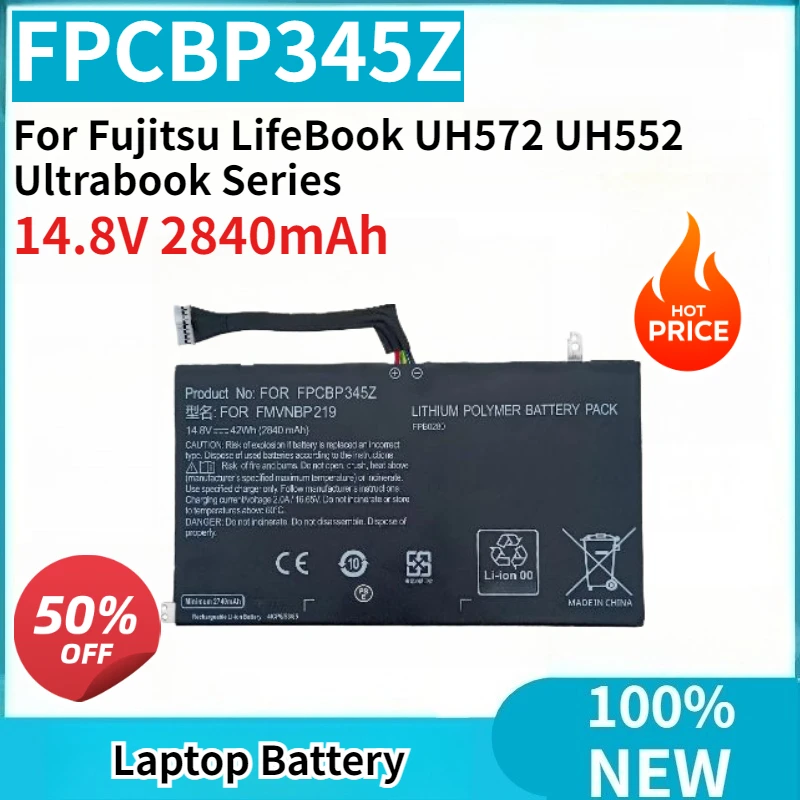 New Laptop Battery FPCBP345Z FMVNBP219 FPB0280 14.8V 2840mAh For Fujitsu LifeBook UH572 UH552 Ultrabook Series
New Laptop Battery FPCBP345Z FMVNBP219 FPB0280 14.8V 2840mAh For Fujitsu LifeBook UH572 UH552 Ultrabook Series