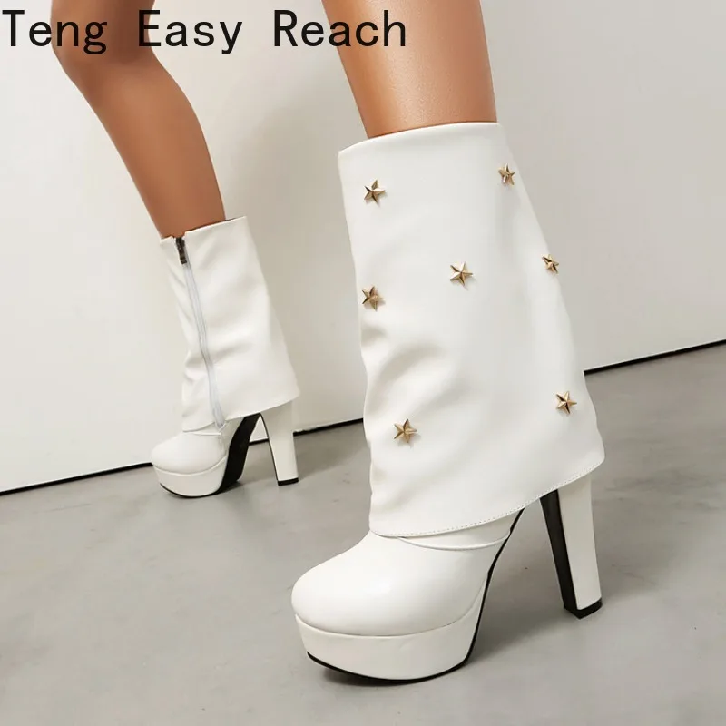 2026 Autumn/Winter Sexy Knee Length Short Boots Metal Decorative Women's Folding Boots Size 34-48
2026 Autumn/Winter Sexy Knee Length Short Boots Metal Decorative Women's Folding Boots Size 34-48