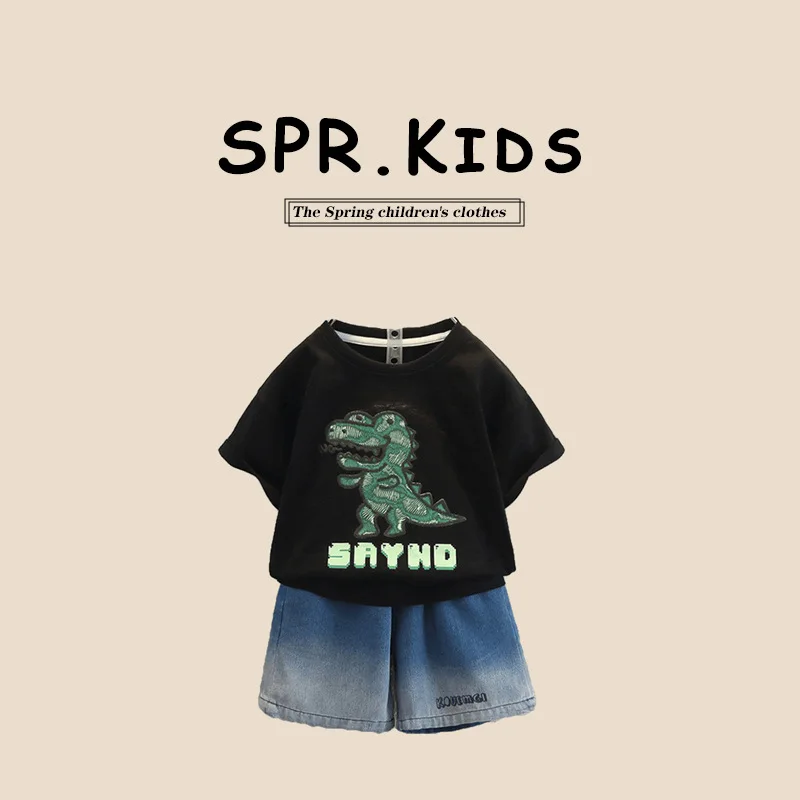 Summer Children Boy 2pcs Clothes Set Dinosaur Printed Kids Baby Boys Short Sleeve Letter Gradient Denim Shorts Little Boy Outfit
Summer Children Boy 2pcs Clothes Set Dinosaur Printed Kids Baby Boys Short Sleeve Letter Gradient Denim Shorts Little Boy Outfit