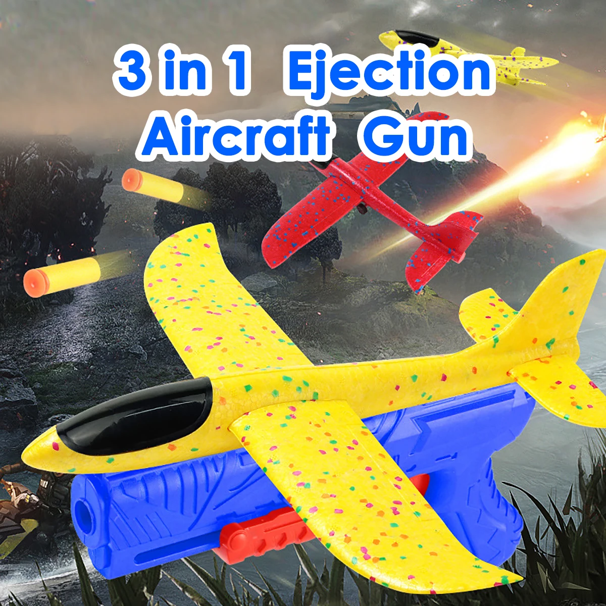 A2 Kids 3 In 1 Foam Soft Elastic Toy Gun & Ejection Airplane Set, Outdoor Random Color Foam Plane Toys
A2 Kids 3 In 1 Foam Soft Elastic Toy Gun & Ejection Airplane Set, Outdoor Random Color Foam Plane Toys