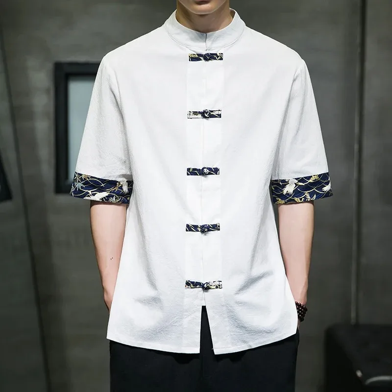 Men Japanese kimono Shirt Chinese Retro Casual Print Cotton Linen Stitching Short-sleeved Tops Summer Top Quality Men Streetwear
Men Japanese kimono Shirt Chinese Retro Casual Print Cotton Linen Stitching Short-sleeved Tops Summer Top Quality Men Streetwear
