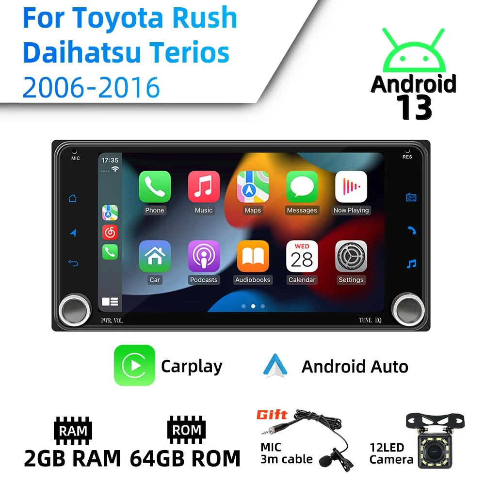 2 Din Android Radio 7" Stereo Wireless Carplay Autoradio Car Multimedia for Toyota Rush Daihatsu Terios 2006-2016 Head Unit GPS
2 Din Android Radio 7" Stereo Wireless Carplay Autoradio Car Multimedia for Toyota Rush Daihatsu Terios 2006-2016 Head Unit GPS