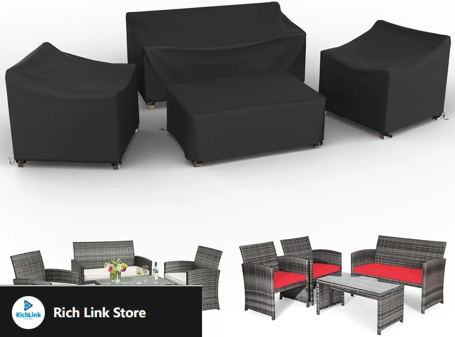 Набор чехлов для мебели для патио, 4-х предметный чехол для уличной мебели, водонепроницаемый, 500D сверхмощный газон, уличная мебель для патио
Набор чехлов для мебели для патио, 4-х предметный чехол для уличной мебели, водонепроницаемый, 500D сверхмощный газон, уличная мебель для патио