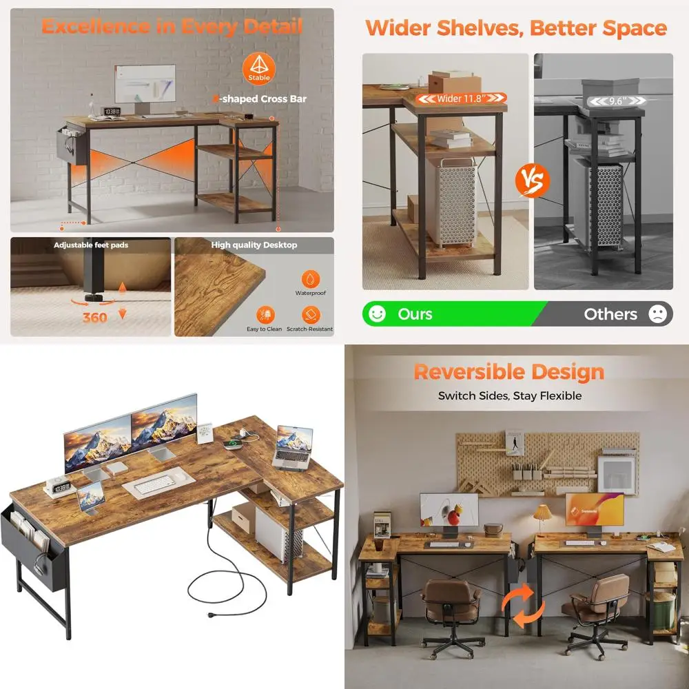 Компактный угловой игровой стол с розетками, компактный L-образный стол с откидными полками для домашнего офиса и учебы
Компактный угловой игровой стол с розетками, компактный L-образный стол с откидными полками для домашнего офиса и учебы