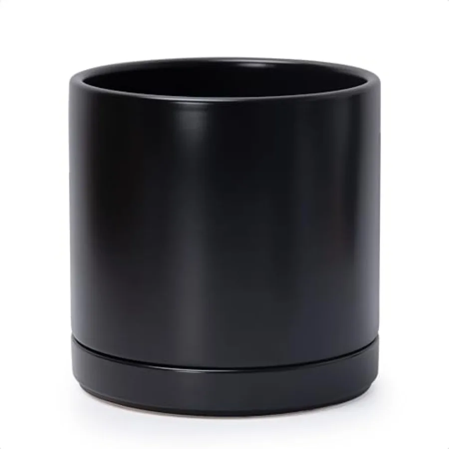 10 Inch Ceramic Planter Pot with Drainage Hole and Saucer Indoor Cylinder Round Planter Pot Black 94-O-E-2
10 Inch Ceramic Planter Pot with Drainage Hole and Saucer Indoor Cylinder Round Planter Pot Black 94-O-E-2