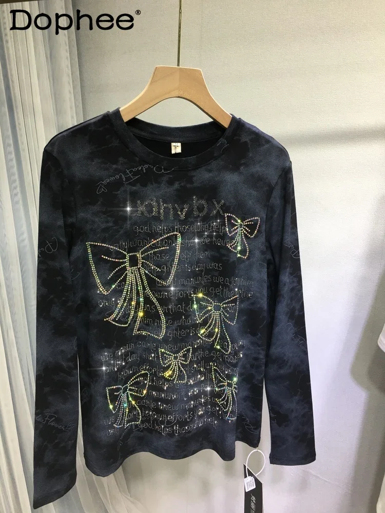 European Heavy Industry Hot Diamond Bottoming Shirt Thickened Slim Top Butterfly Long Sleeve Crew Neck Top Autumn and Winter
European Heavy Industry Hot Diamond Bottoming Shirt Thickened Slim Top Butterfly Long Sleeve Crew Neck Top Autumn and Winter