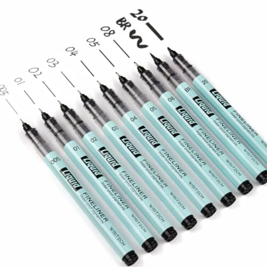 Liquid Fineliner Pens Black Precision Multiliner Micro Pen 9 Pack, Quick Dry Waterproof Pigment Ink Drawing Pen for Journaling
Liquid Fineliner Pens Black Precision Multiliner Micro Pen 9 Pack, Quick Dry Waterproof Pigment Ink Drawing Pen for Journaling