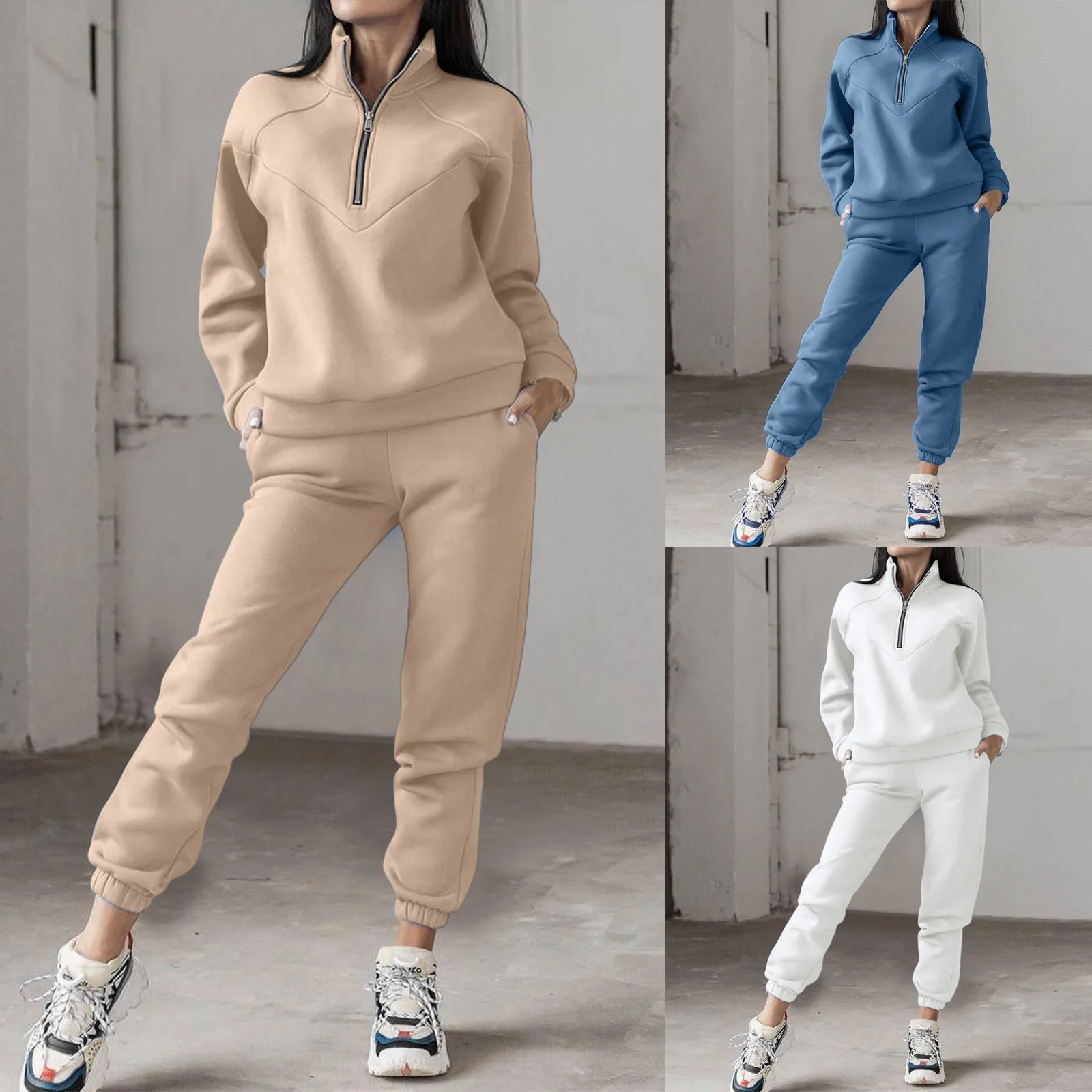 Women Casual Solid Warm Tracksuits Suits Zipper Hoodies Sweatpants Autumn Winter Pullover Sweatshirts Pants 2 Piece Set Outifits
Women Casual Solid Warm Tracksuits Suits Zipper Hoodies Sweatpants Autumn Winter Pullover Sweatshirts Pants 2 Piece Set Outifits