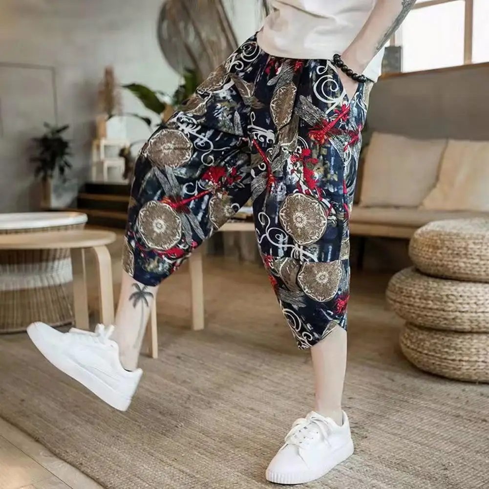 Elastic Waist Beach Trousers Retro Print Chinese Style Men's Pants with Side Pockets Drawstring Elastic Waist for Casual Daily
Elastic Waist Beach Trousers Retro Print Chinese Style Men's Pants with Side Pockets Drawstring Elastic Waist for Casual Daily