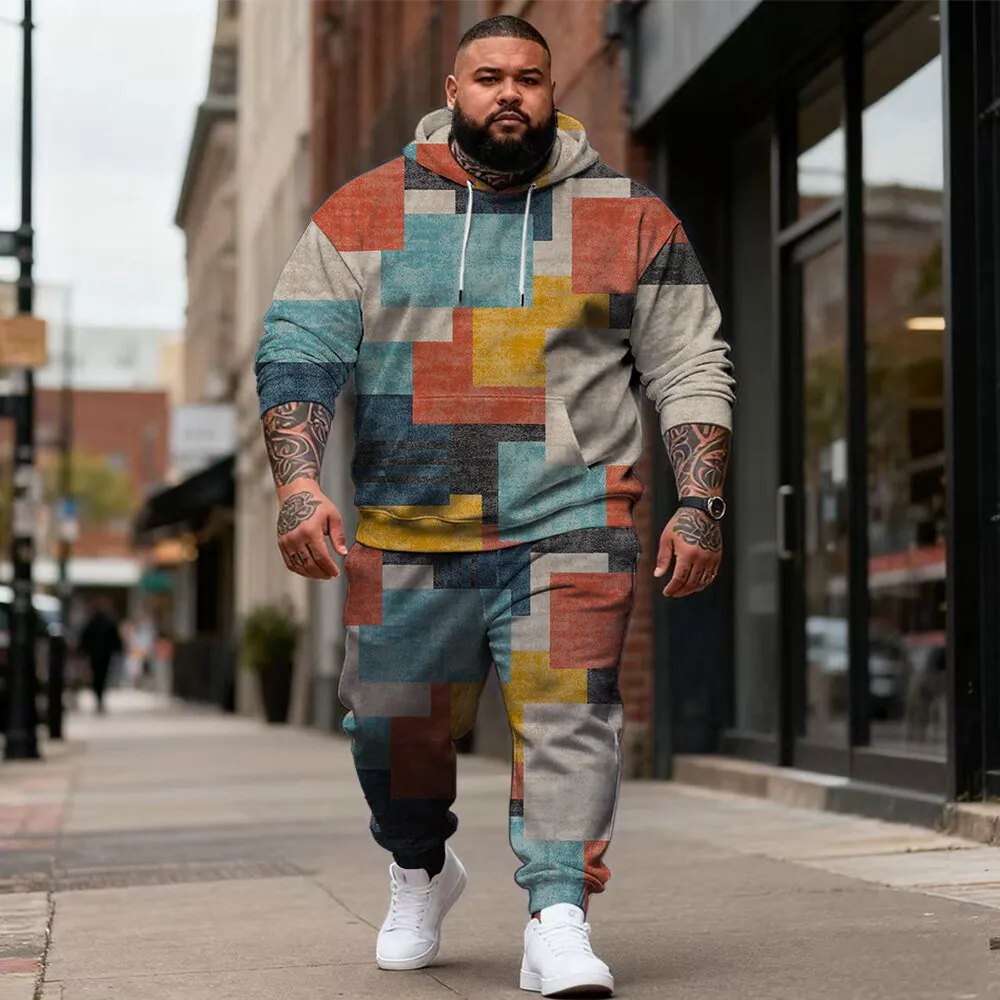 Мужская толстовка с капюшоном больших размеров S-9xl с текстурой и клетчатой тематикой — повседневная одежда из двух предметов для больших и высоких парней,
Мужская толстовка с капюшоном больших размеров S-9xl с текстурой и клетчатой тематикой — повседневная одежда из двух предметов для больших и высоких парней,