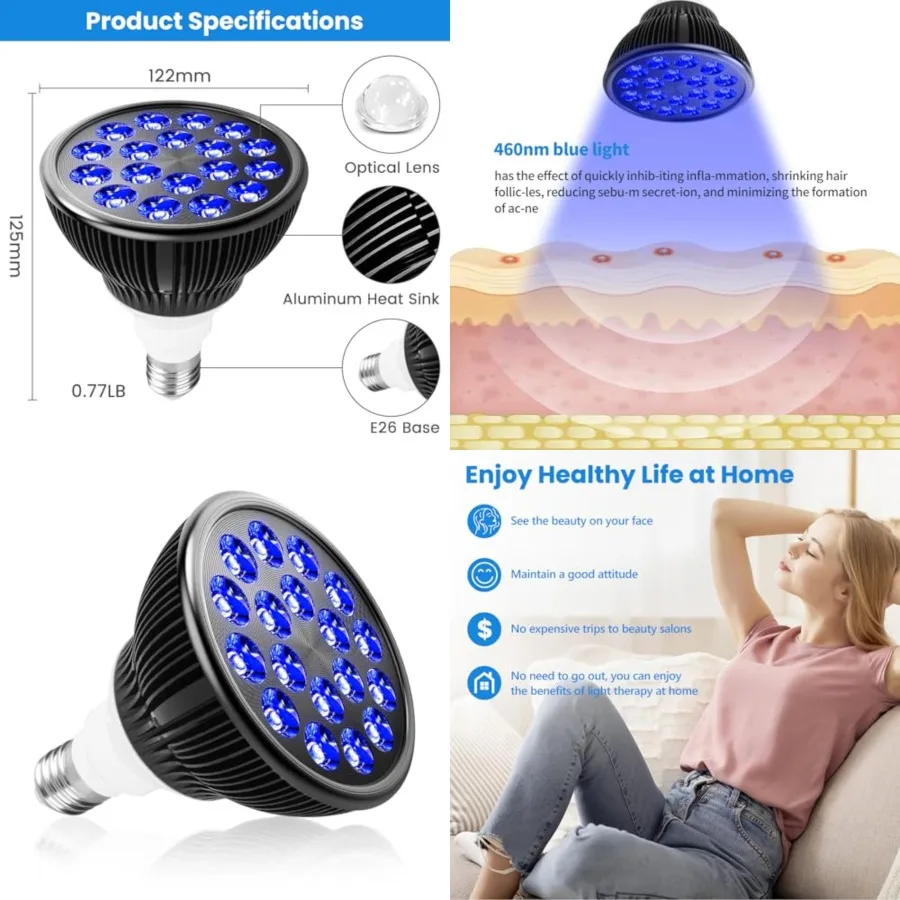 Light Therapy Bulb, 18 LEDs Light Therapy Lamp for Face and Body, High Irradiance, Large Coverage Area Only Bulb
Light Therapy Bulb, 18 LEDs Light Therapy Lamp for Face and Body, High Irradiance, Large Coverage Area Only Bulb