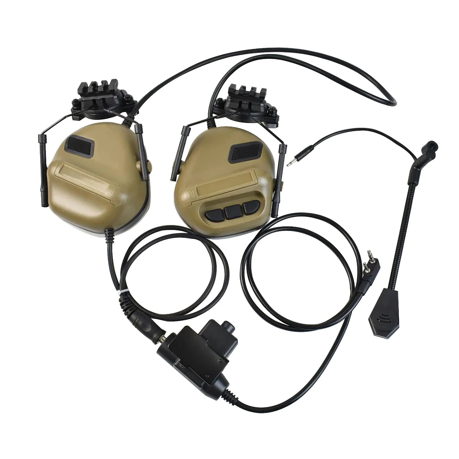 Helmet Mode Tactical Shooting headset + with U94 PTT 2pin with ARC Rail Adapter Noise Reduction & Sound Pickup Ear Protection
Helmet Mode Tactical Shooting headset + with U94 PTT 2pin with ARC Rail Adapter Noise Reduction & Sound Pickup Ear Protection
