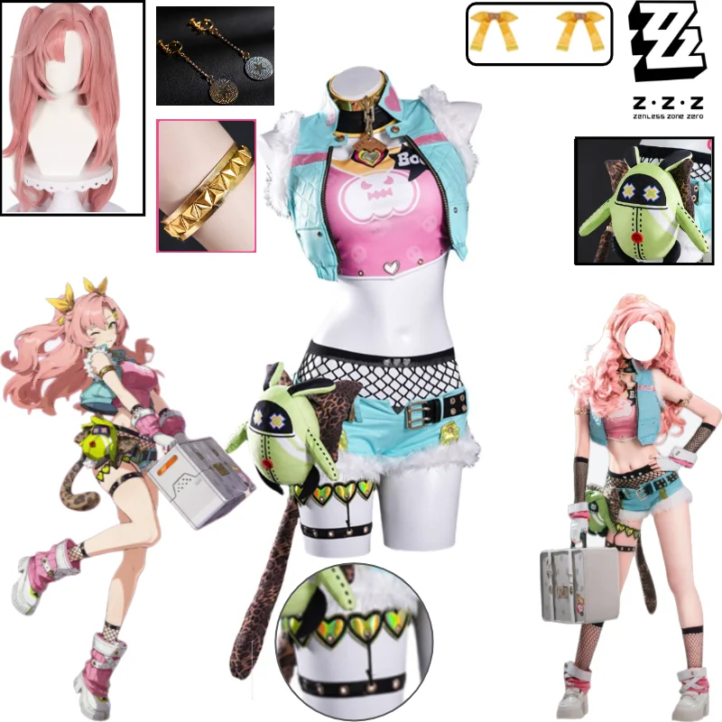 ZZZ Nicole Demara Cosplay Costume Set Cunning Cutie Jacket And Shorts Halloween Party Roleplay Outfit with Doll Props And Wig
ZZZ Nicole Demara Cosplay Costume Set Cunning Cutie Jacket And Shorts Halloween Party Roleplay Outfit with Doll Props And Wig