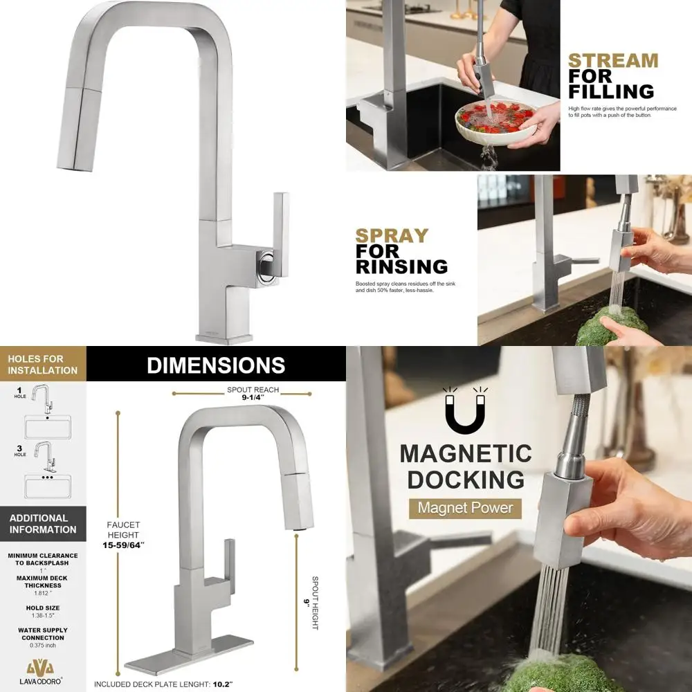 Выдвижной кухонный смеситель с одной ручкой из матового никеля от Lava Odoro
Выдвижной кухонный смеситель с одной ручкой из матового никеля от Lava Odoro