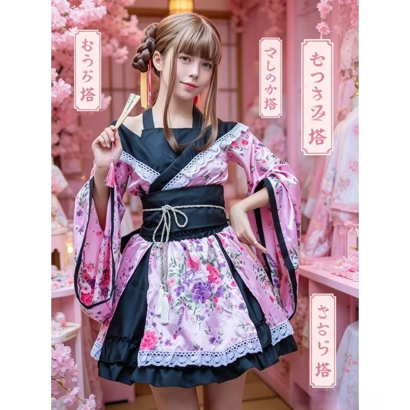 Pink S-XL Women Japanese Kimono Lolita Dress Set, Kawaii Anime Cosplay Costume for Stage Performance, Role Play & Photography
Pink S-XL Women Japanese Kimono Lolita Dress Set, Kawaii Anime Cosplay Costume for Stage Performance, Role Play & Photography
