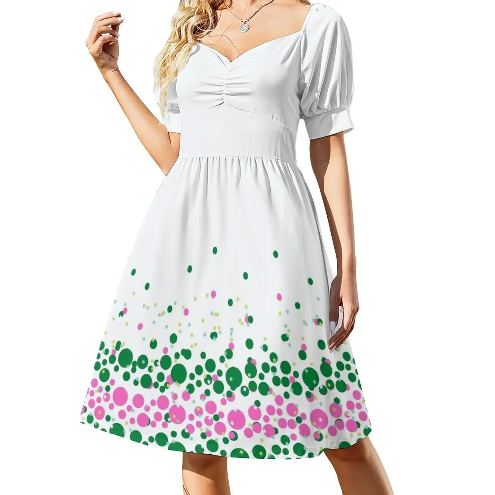 Green and Pink Dotted Design Short-Sleeved Dress luxury dress clothes Elegant gowns dress summer 2025 women
Green and Pink Dotted Design Short-Sleeved Dress luxury dress clothes Elegant gowns dress summer 2025 women