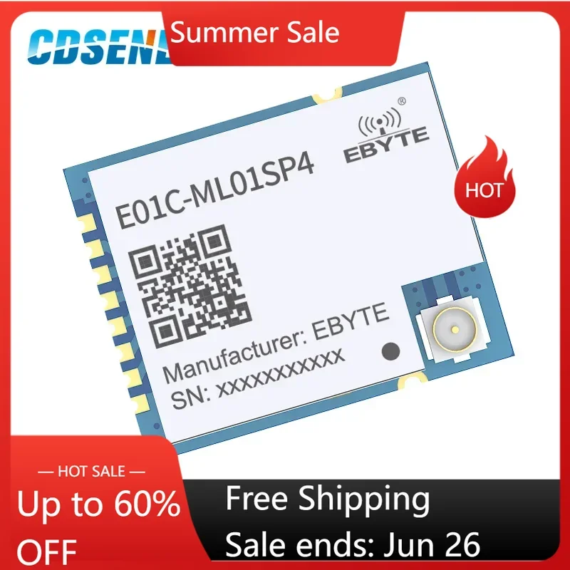 SI24R1 2.4GHz PA LNA Wireless rf Module Power Amplifier CDSENET E01C-ML01SP4 SPI SMD Transmitter Receiver for Arduino nRF24L01
SI24R1 2.4GHz PA LNA Wireless rf Module Power Amplifier CDSENET E01C-ML01SP4 SPI SMD Transmitter Receiver for Arduino nRF24L01