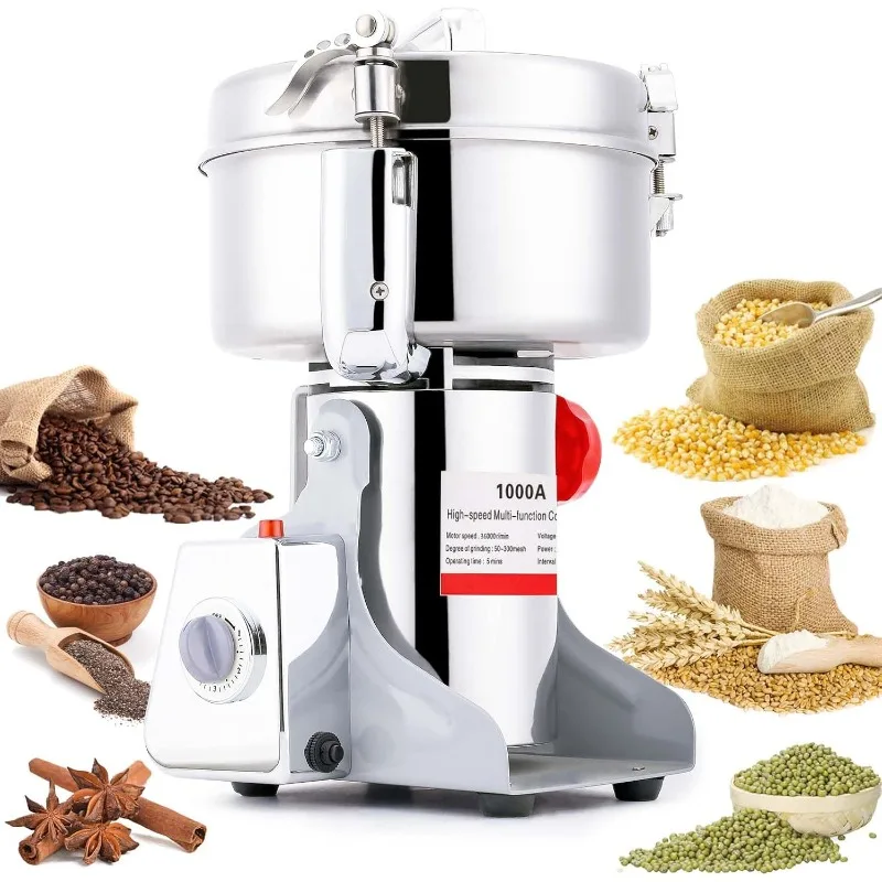 1000g Electric Grain Mill 36000r/min High-speed Grain Dry Spice Herb Grinder Machine 2600W 304 Stainless Steel Superfine powder
1000g Electric Grain Mill 36000r/min High-speed Grain Dry Spice Herb Grinder Machine 2600W 304 Stainless Steel Superfine powder