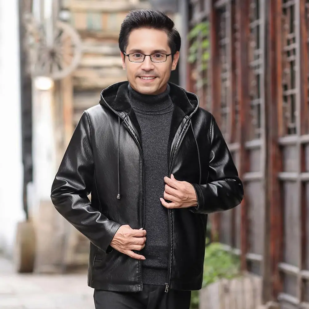 Men Faux Leather Jacket with Velvet Lining Hooded Men Coat Drawstring Long Sleeve Pockets Zipper Placket Mens Jacket Coat
Men Faux Leather Jacket with Velvet Lining Hooded Men Coat Drawstring Long Sleeve Pockets Zipper Placket Mens Jacket Coat