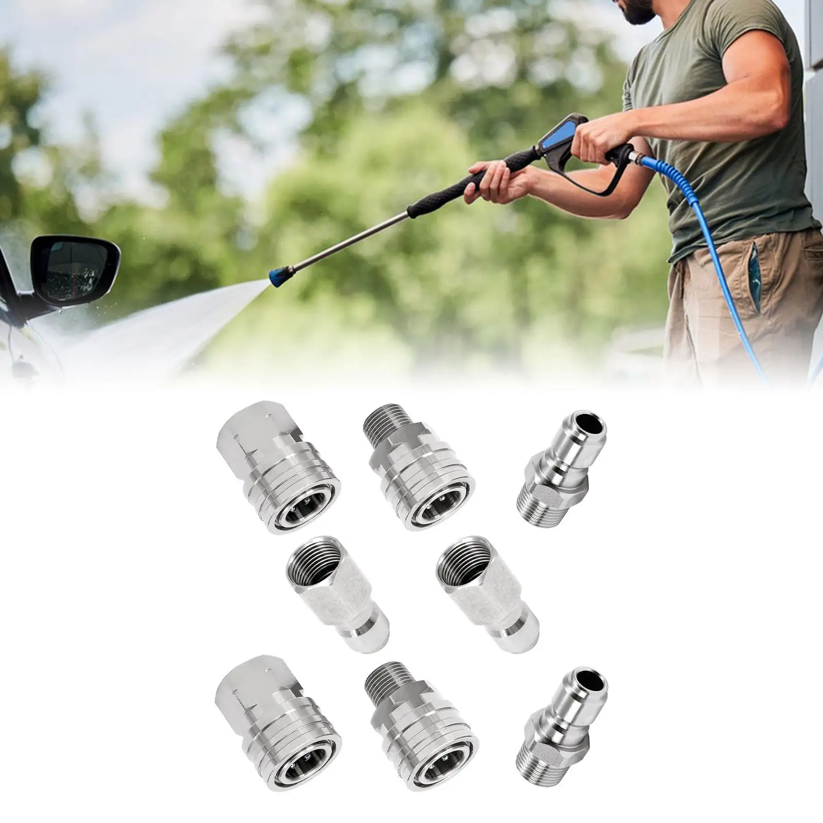 Набор адаптеров для мойки высокого давления, фитинги для мойки высокого давления для прочного сада
Набор адаптеров для мойки высокого давления, фитинги для мойки высокого давления для прочного сада