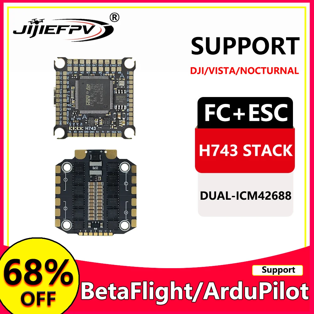 , JIJIE H743 Plus FC Flight Controller Stack Betaflight ArduCopter ESC 4 in 1 Brushless ESC for RC FPV Drone Quadco pter
, JIJIE H743 Plus FC Flight Controller Stack Betaflight ArduCopter ESC 4 in 1 Brushless ESC for RC FPV Drone Quadco pter