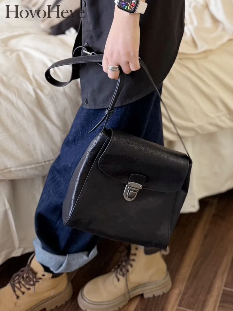 Retro Designer Office Ladies Black Hasp Totes Handbag Soft Cowskin Single Women Genuine Leather Crossbody Bags Shoulder Bag
Retro Designer Office Ladies Black Hasp Totes Handbag Soft Cowskin Single Women Genuine Leather Crossbody Bags Shoulder Bag