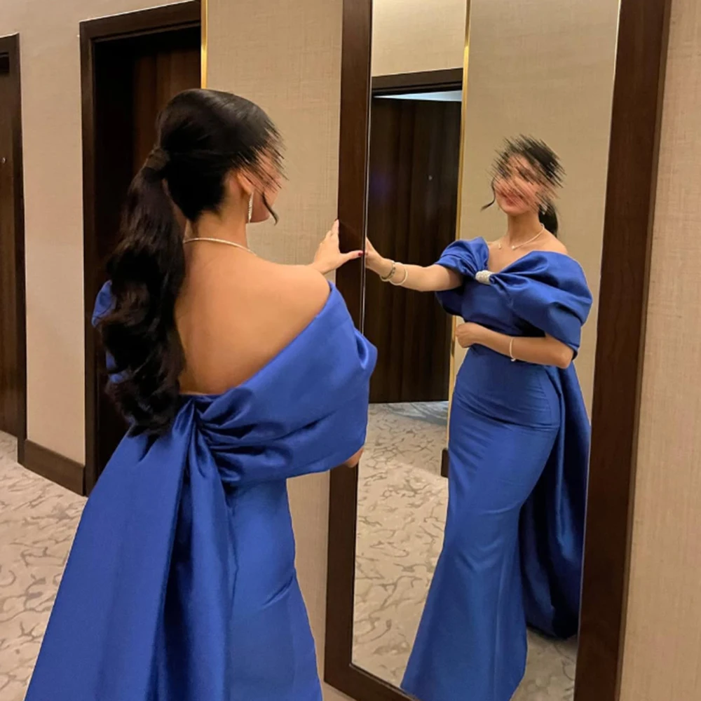 Customized Simple Blue Mermaid Off the Shoulder Satin Evening Dresses Sexy Backless With Sweep Train Pageant Party Prom Gowns
Customized Simple Blue Mermaid Off the Shoulder Satin Evening Dresses Sexy Backless With Sweep Train Pageant Party Prom Gowns