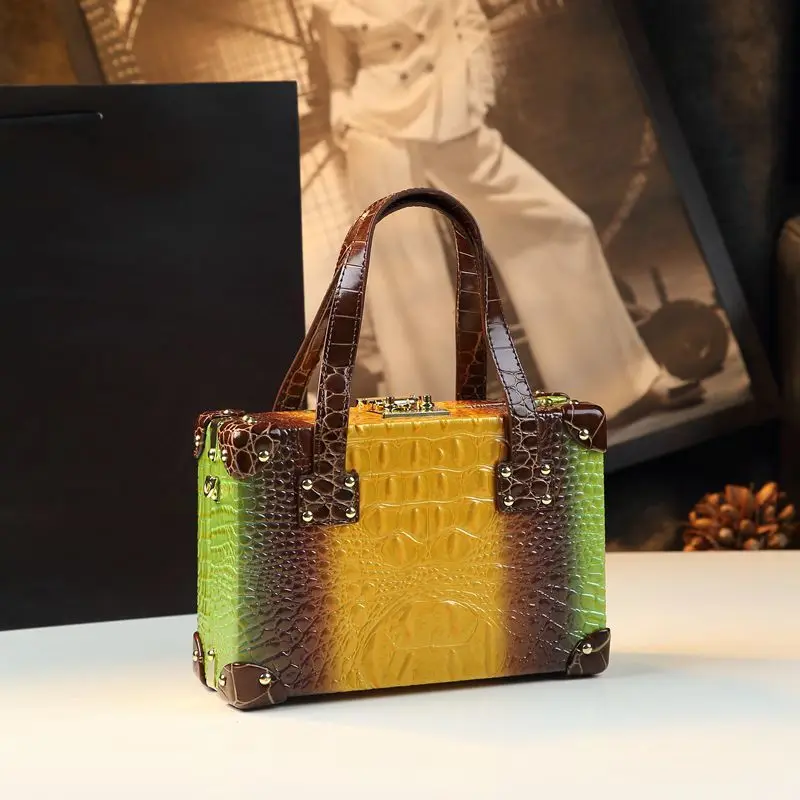 Luxury Designer Brand New High Quality Box Handbag Gradient Color Crocodile Fashion Trend Crossbody Bag for Women Free Shipping
Luxury Designer Brand New High Quality Box Handbag Gradient Color Crocodile Fashion Trend Crossbody Bag for Women Free Shipping