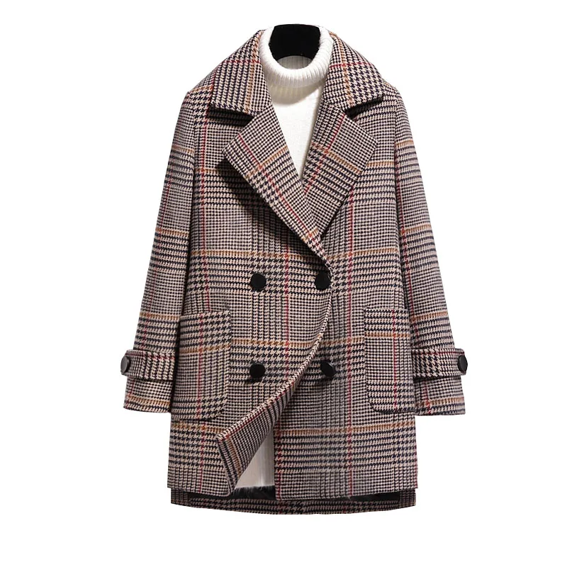 Nice Pop Fashion women Autumn Winter retro plaid woolen coat female Korean Double breasted Woolen Overcoat Outerwear R479
Nice Pop Fashion women Autumn Winter retro plaid woolen coat female Korean Double breasted Woolen Overcoat Outerwear R479
