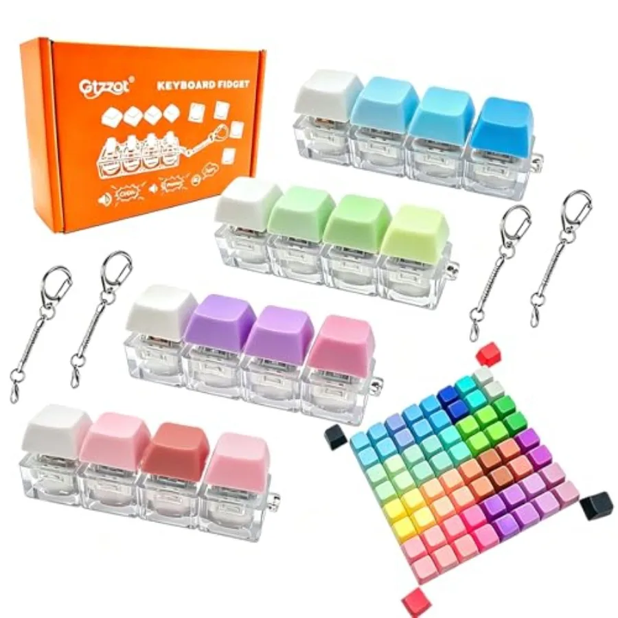 4-in-1 Keyboard Fidget Toy with 70 Colorful Removable Keycaps, Clicker Fidget Keychain for Adults Stress Relief and Anxiety, Of
4-in-1 Keyboard Fidget Toy with 70 Colorful Removable Keycaps, Clicker Fidget Keychain for Adults Stress Relief and Anxiety, Of