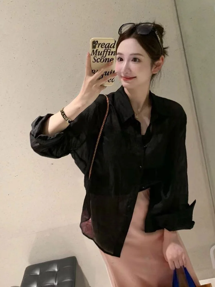 Свободный длинный све женский однотонный летний новый повседневный кардиган Lake Water Blue с защитой от солнца на одной пуговице, модный топ 
Свободный длинный све женский однотонный летний новый повседневный кардиган Lake Water Blue с защитой от солнца на одной пуговице, модный топ